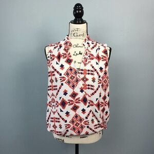 MY Michelle Surplice Aztec Tribal Patterned Sleeveless Blouse Women’s Size M Top